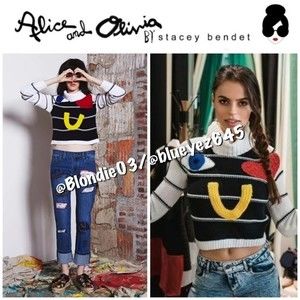 Alice + Olivia “Zita” Eye Heart U crop turtleneck sweater S